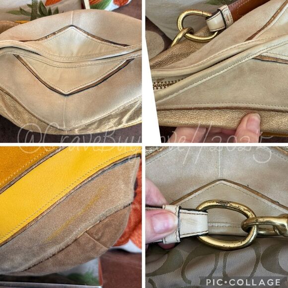 COACH SOHO CHEVRON HOBO w/MATCHING WRISTLET SET SUEDE LEATHER 2005 3664 GVUC - Picture 12 of 17